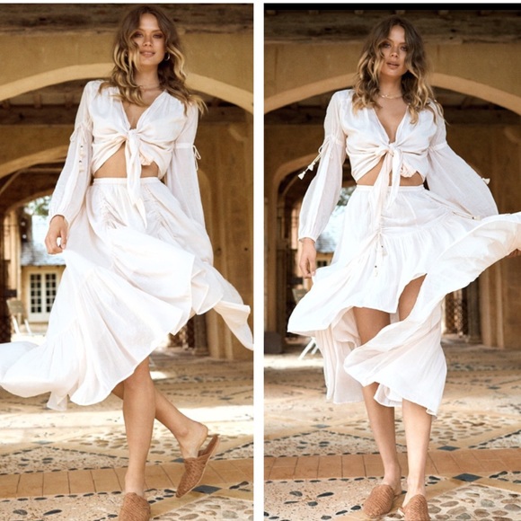 🌿 Spell Seashell Ruched Skirt Size M - Picture 4 of 8